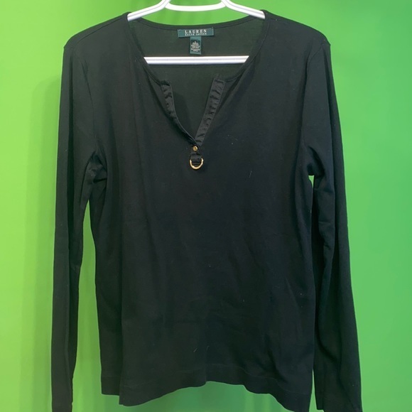Ladies dark green  Lauren By Ralph Lauren Sweather like new condition size LG - Picture 1 of 5